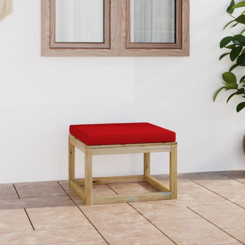 vidaXL Reposapiés de jardín con cojín madera de pino impregnada verde vidaXL Reposapiés de jardín con cojín madera de pino impregnada verde