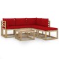 vidaXL Juego de muebles de jardín 6 piezas con cojines rojos vidaXL Juego de muebles de jardín 6 piezas con cojines rojos