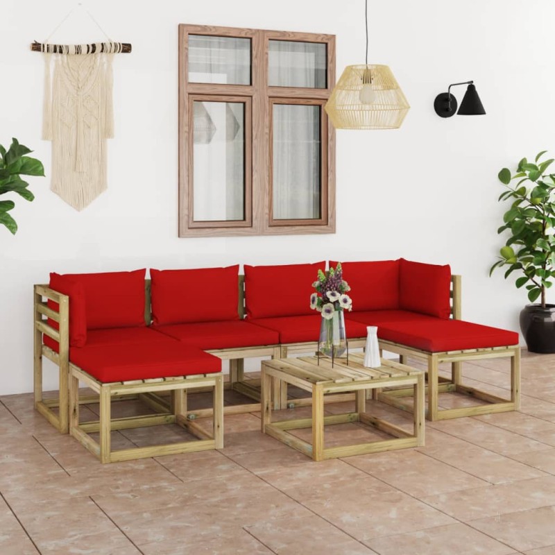 vidaXL Set de muebles de jardín 7 piezas con cojines madera impregnada vidaXL Set de muebles de jardín 7 piezas con cojines madera impregnada