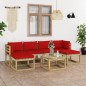 vidaXL Set de muebles de jardín 7 piezas con cojines madera impregnada vidaXL Set de muebles de jardín 7 piezas con cojines madera impregnada