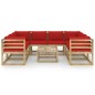 vidaXL Set de muebles de jardín 9 piezas con cojines madera impregnada vidaXL Set de muebles de jardín 9 piezas con cojines madera impregnada