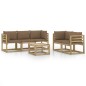 vidaXL Juego de muebles de jardín 6 piezas con cojines taupe vidaXL Juego de muebles de jardín 6 piezas con cojines taupe