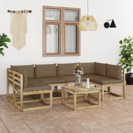 vidaXL Set de muebles de jardín 7 piezas con cojines madera impregnada