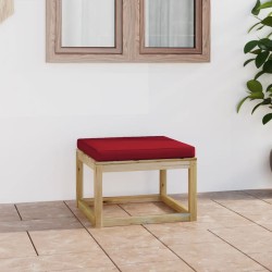 vidaXL Reposapiés de jardín con cojín madera de pino impregnada verde