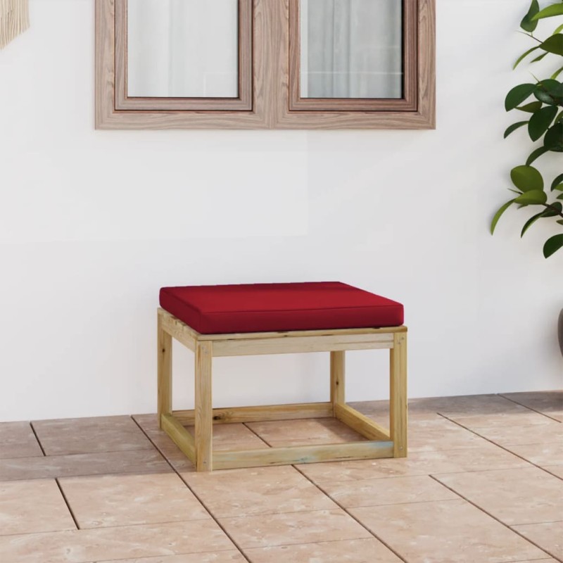 vidaXL Reposapiés de jardín con cojín madera de pino impregnada verde vidaXL Reposapiés de jardín con cojín madera de pino impregnada verde