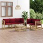 vidaXL Juego de muebles de jardín 6 piezas con cojines rojo tinto vidaXL Juego de muebles de jardín 6 piezas con cojines rojo tinto
