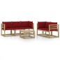 vidaXL Juego de muebles de jardín 6 piezas con cojines rojo tinto vidaXL Juego de muebles de jardín 6 piezas con cojines rojo tinto