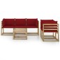 vidaXL Juego de muebles de jardín 6 piezas con cojines rojo tinto vidaXL Juego de muebles de jardín 6 piezas con cojines rojo tinto