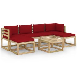 vidaXL Set de muebles de jardín 7 piezas con cojines madera impregnada