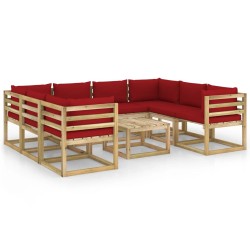 vidaXL Set de muebles de jardín 9 piezas con cojines madera impregnada