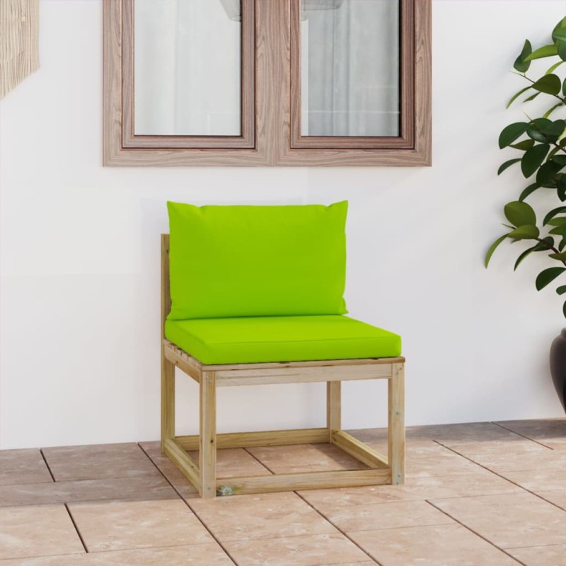 vidaXL Sofá central de jardín con cojines madera pino impregnada verde vidaXL Sofá central de jardín con cojines madera pino impregnada verde