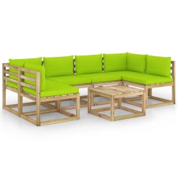 vidaXL Set de muebles de jardín 7 piezas con cojines madera impregnada