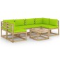 vidaXL Set de muebles de jardín 7 piezas con cojines madera impregnada vidaXL Set de muebles de jardín 7 piezas con cojines madera impregnada