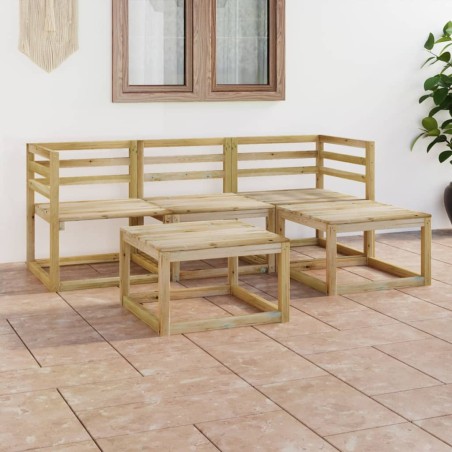 vidaXL Set de muebles de jardín 5 pzas madera de pino impregnada verde
