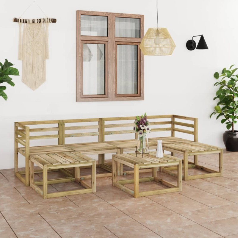 vidaXL Set de muebles de jardín 7 pzas madera de pino impregnada verde vidaXL Set de muebles de jardín 7 pzas madera de pino impregnada verde