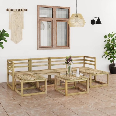 vidaXL Set de muebles de jardín 7 pzas madera de pino impregnada verde