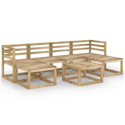 vidaXL Set de muebles de jardín 7 pzas madera de pino impregnada verde