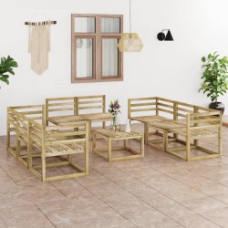 vidaXL Set de muebles de jardín 9 pzas madera de pino impregnada verde