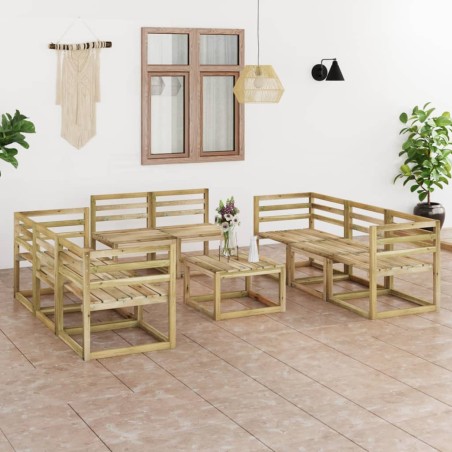 vidaXL Set de muebles de jardín 9 pzas madera de pino impregnada verde
