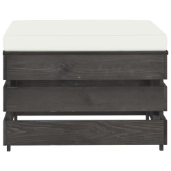 vidaXL Otomana seccional con cojín madera impregnada gris