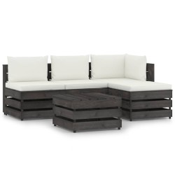 vidaXL Muebles de jardín 4 piezas con cojines madera impregnada gris