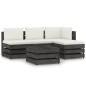 vidaXL Muebles de jardín 4 piezas con cojines madera impregnada gris vidaXL Muebles de jardín 4 piezas con cojines madera impregnada gris