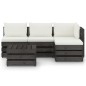 vidaXL Muebles de jardín 4 piezas con cojines madera impregnada gris vidaXL Muebles de jardín 4 piezas con cojines madera impregnada gris