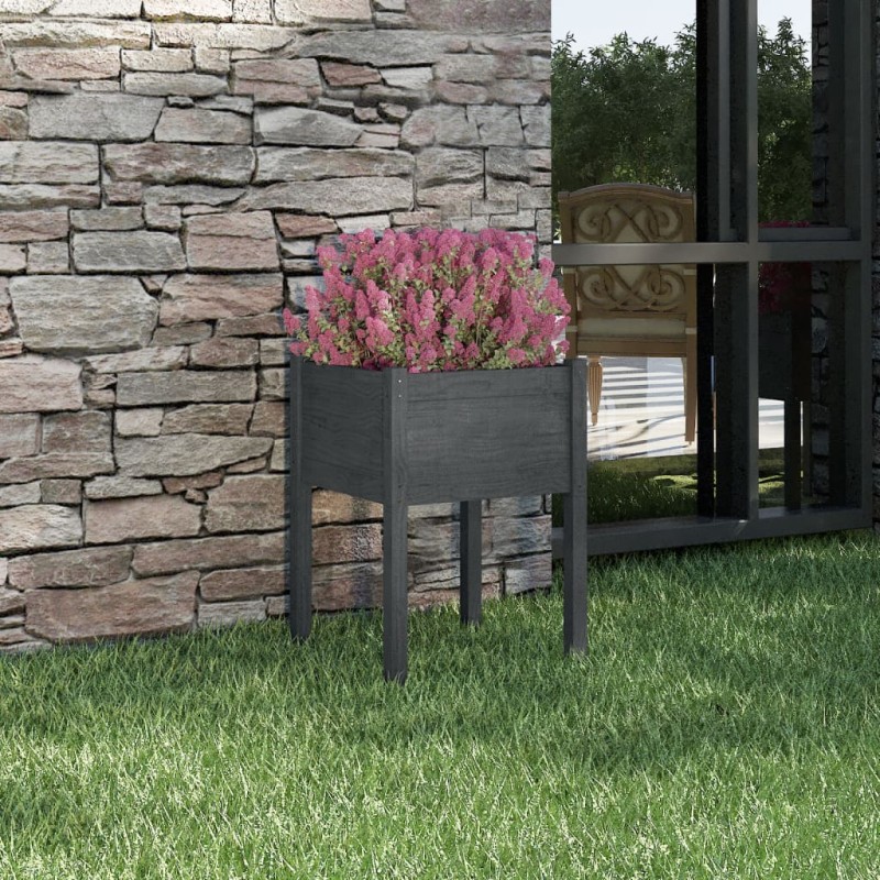 vidaXL Jardinera de madera maciza de pino gris 50x50x70 cm vidaXL Jardinera de madera maciza de pino gris 50x50x70 cm