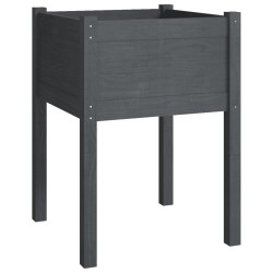 vidaXL Jardinera de madera maciza de pino gris 50x50x70 cm