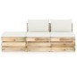 vidaXL Muebles de jardín 3 pzas con cojines madera impregnada verde vidaXL Muebles de jardín 3 pzas con cojines madera impregnada verde
