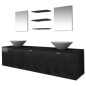 vidaXL Conjunto de muebles de baño con lavabo y grifo 10 piezas negro