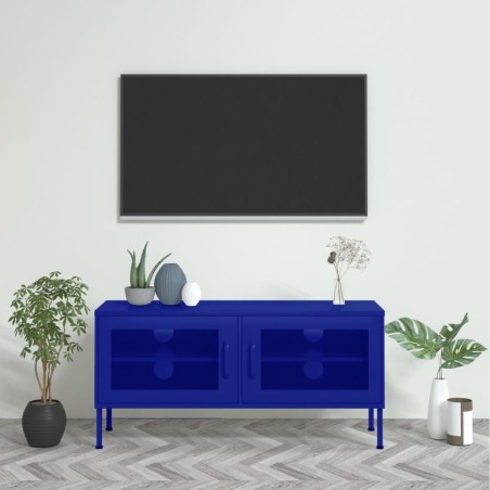 vidaXL Mueble para TV de acero azul marino 105x35x50 cm