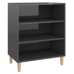 vidaXL Aparador de madera contrachapada gris brillante 57x35x70 cm