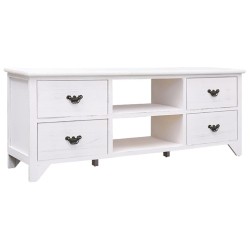 vidaXL Mueble para TV antiguo madera de paulownia blanco 108x30x40 cm