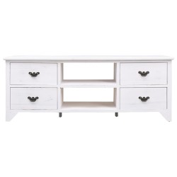 vidaXL Mueble para TV antiguo madera de paulownia blanco 108x30x40 cm