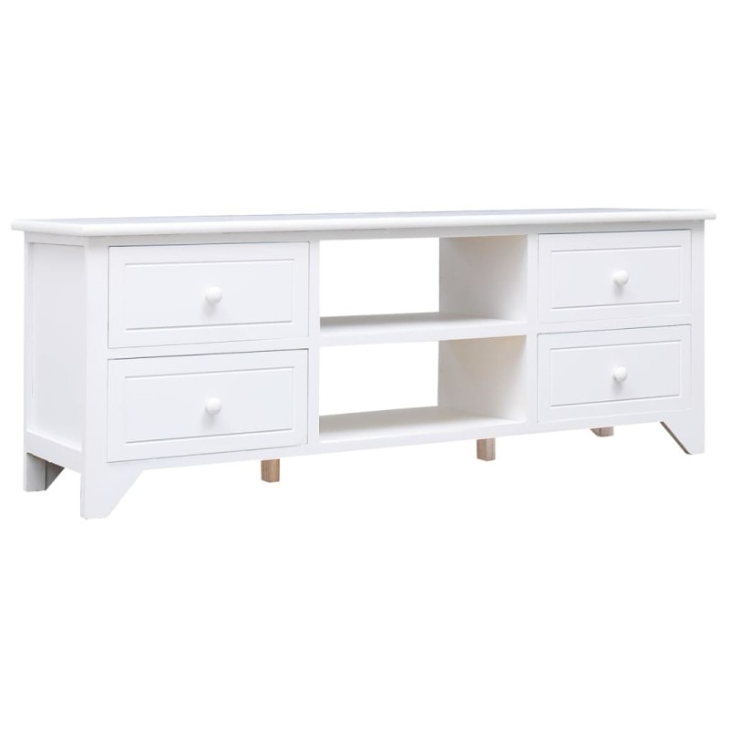 vidaXL Mueble para TV madera maciza de paulownia blanco 108x30x40 cm vidaXL Mueble para TV madera maciza de paulownia blanco 108x30x40 cm