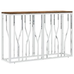 vidaXL Mesa consola acero inoxidable y madera maciza reciclada