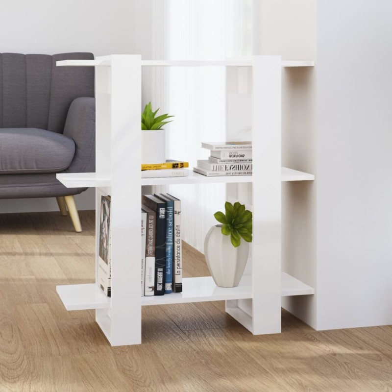vidaXL Estantería/divisor de espacios blanco brillante 80x30x87 cm vidaXL Estantería/divisor de espacios blanco brillante 80x30x87 cm