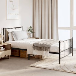 vidaXL Estructura de cama con cabecero y estribo metal negro 100x190cm