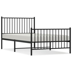 vidaXL Estructura de cama con cabecero y estribo metal negro 100x190cm