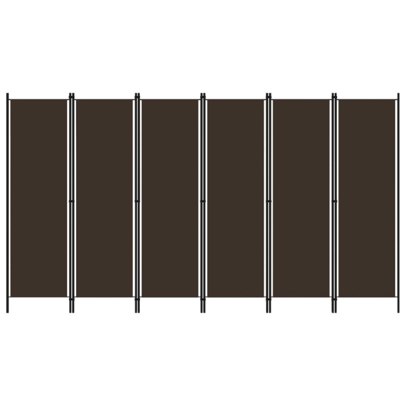 vidaXL Biombo divisor de 6 paneles marrón 300x180 cm vidaXL Biombo divisor de 6 paneles marrón 300x180 cm
