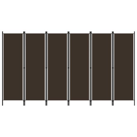 vidaXL Biombo divisor de 6 paneles marrón 300x180 cm
