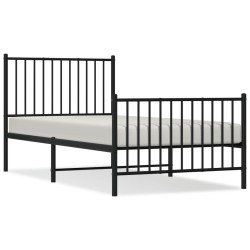 vidaXL Estructura de cama con cabecero y estribo metal negro 90x190 cm