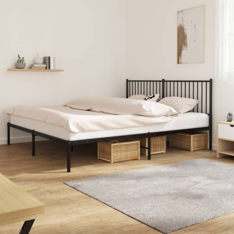 vidaXL Estructura de cama con cabecero metal negro 183x213 cm vidaXL Estructura de cama con cabecero metal negro 183x213 cm