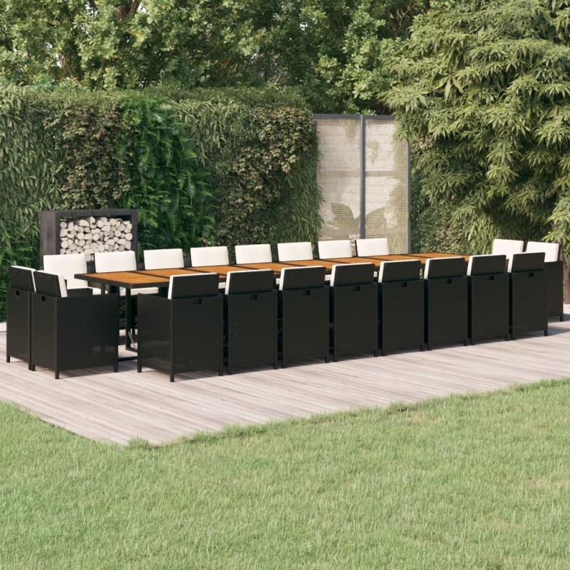 vidaXL Set de comedor jardín 21 pzas con cojines ratán sintético negro vidaXL Set de comedor jardín 21 pzas con cojines ratán sintético negro