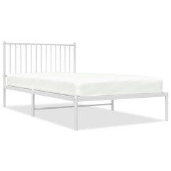 vidaXL Estructura de cama de metal con cabecero blanco 107x203 cm