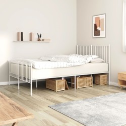 vidaXL Estructura cama metal con cabecero y estribo blanco 140x200 cm