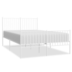 vidaXL Estructura cama metal con cabecero y estribo blanco 140x200 cm