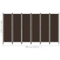 vidaXL Biombo divisor de 6 paneles marrón 300x180 cm vidaXL Biombo divisor de 6 paneles marrón 300x180 cm