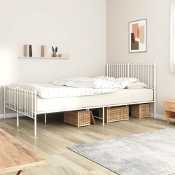 vidaXL Estructura cama metal con cabecero y estribo blanco 160x200 cm